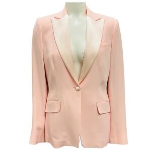 KITON LIGHT PINK SATIN TRIMMED CREPE TUXEDO BLAZER